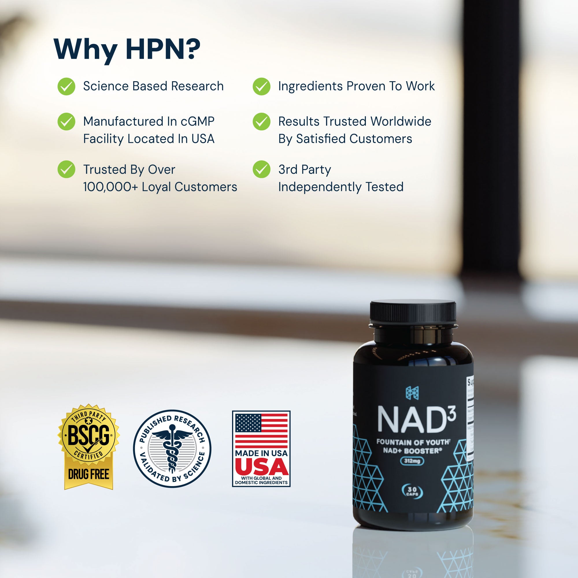 NAD3® 30 • Un suplemento dietético totalmente natural NAD+ Booster® (suministro para 15 días)