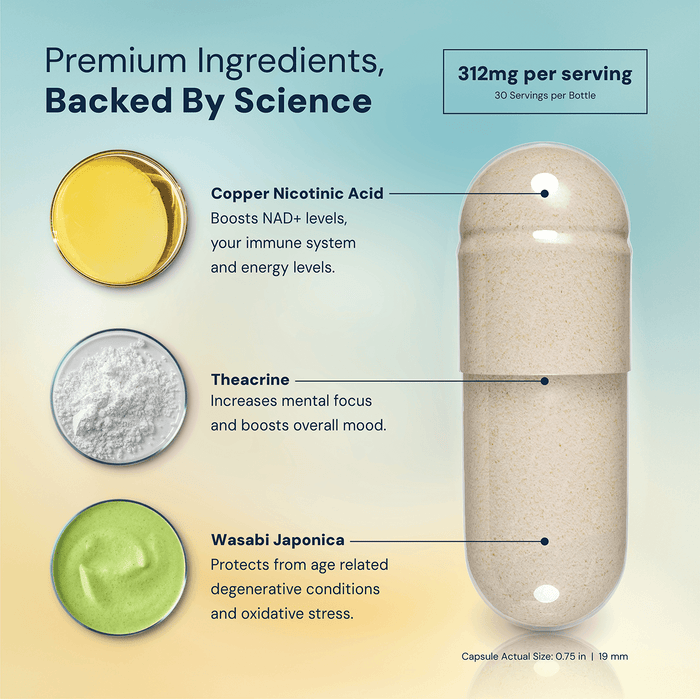 NAD3® 60 • Un suplemento dietético totalmente natural NAD+ Booster® (suministro para 1 mes) 