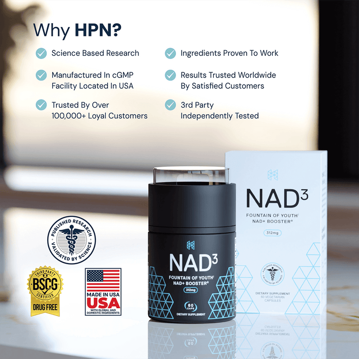 NAD3® 60 • Un suplemento dietético totalmente natural NAD+ Booster® (suministro para 1 mes) 